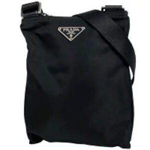 Prada Plate Shoulder Bag Crossbody Nero Black